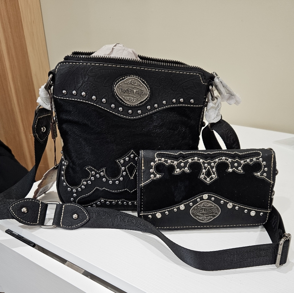 Montana West Black Crossbody Bag with Silver Accents